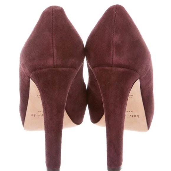 Kate Spade "Nessle" Lush Italian Suede/Leather Platform Pump Burgundy  Sz 9 - Picture 3 of 10